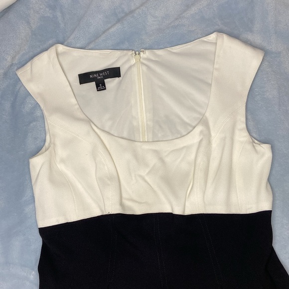 Nine West, size 2, cream and black scoop neck, sleeveless dress. - Picture 2 of 11